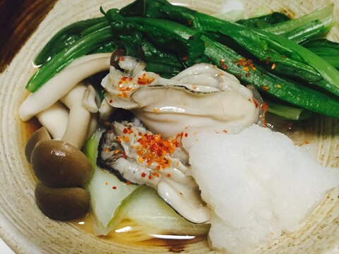 ブルーノセラミック鍋で野菜たっぷり牡蠣の水炊き
